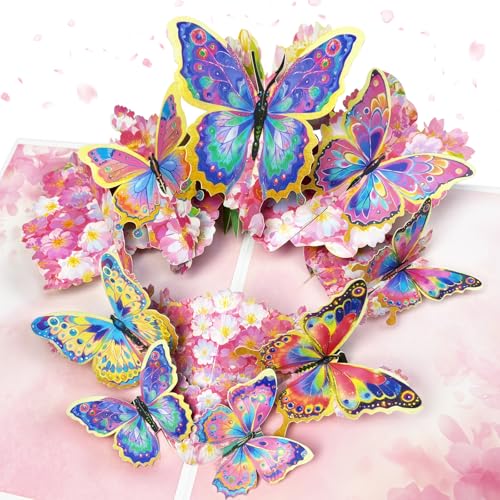 Hierein Tarjeta de Felicitación (Flor de Cerezo y Mariposa)