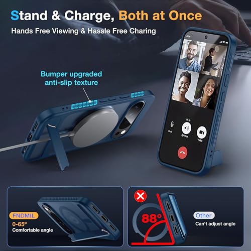 Image of for Google Pixel 10 Pro XL Case with MagSafe [Invisible Kickstand] [Charge While Standing] [Military Shockproof]Translucent Matte Soft Silicone Bumper for Pixel 10 Pro XL Phone Case Slim, Blue