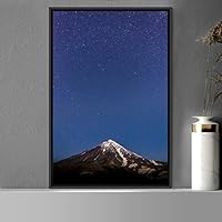 Framed Canvas Wall Art Night Stars Astronomy & Space Bedroom Colorful Contemporary Moon Multicolor Photography - 16x24 inches