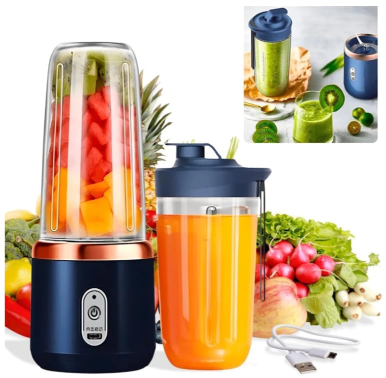 Image of Portable Blender Electric Juicers Fruit Mixers USB Rechargeable Smoothie Mini Personal Juicer 6 Blades 3Gears With 1500 Mah Rechargeable Battery-Smoothie Blender