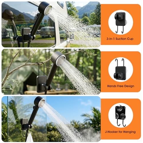 Ducha portátil para camping LanBlu 10000mAh con bandeja portátil miniatura 7