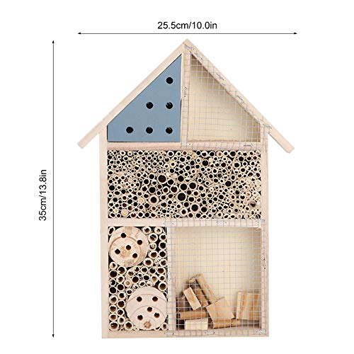 Casa de insectos de madera de 35x25,5 cm para nidos de abejas de jardín 8