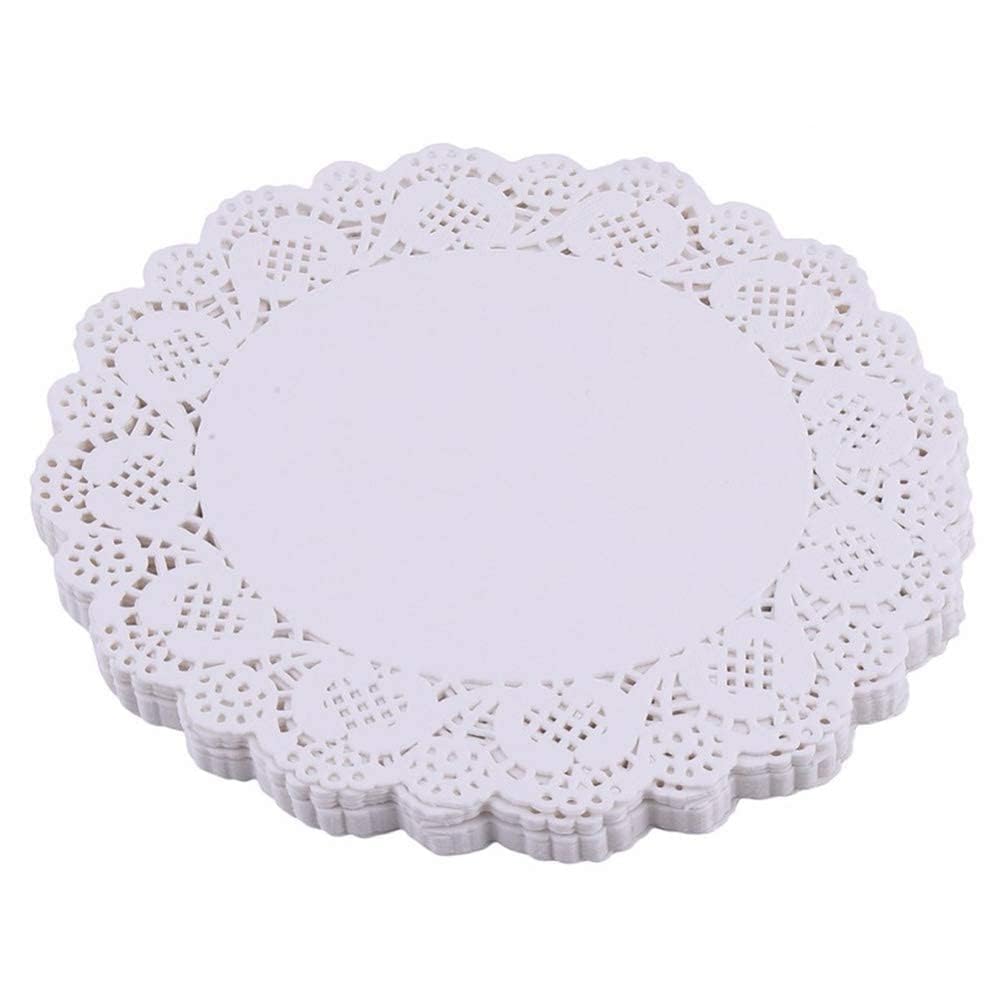 SWIUKPHE White Lace Paper Doilies, 8.5 inch Round Paper Doilies Disposable Paper Placemats for Wedding, Birthday, Cakes, Desserts, Tableware Food Decoration, 150Pcs