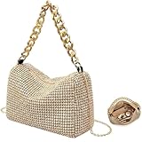 Elegante bolso de noche, bolso de noche dorado, elegante bolso de novia, elegante bolso dorado para fiestas, bolso de hombro dorado brillante para reuniones, fiestas, cenas