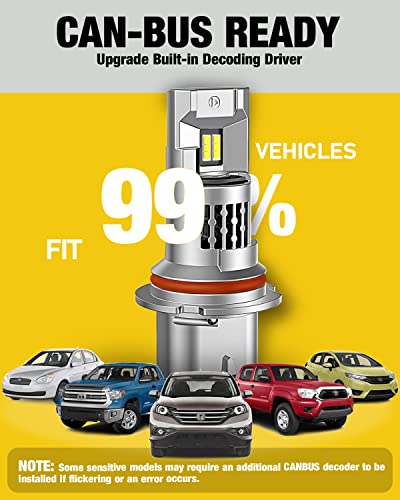 image for forenner Fahren Upgraded 9007/HB5 LED Headlight Bulb, 24000LM 600% Bri