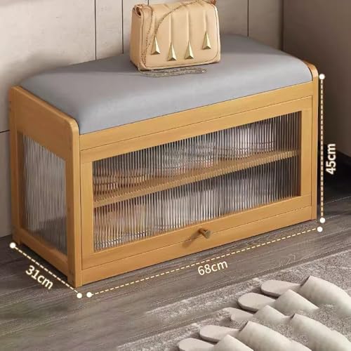 Banc à chaussures en bois industriel avec rangement et siège confort