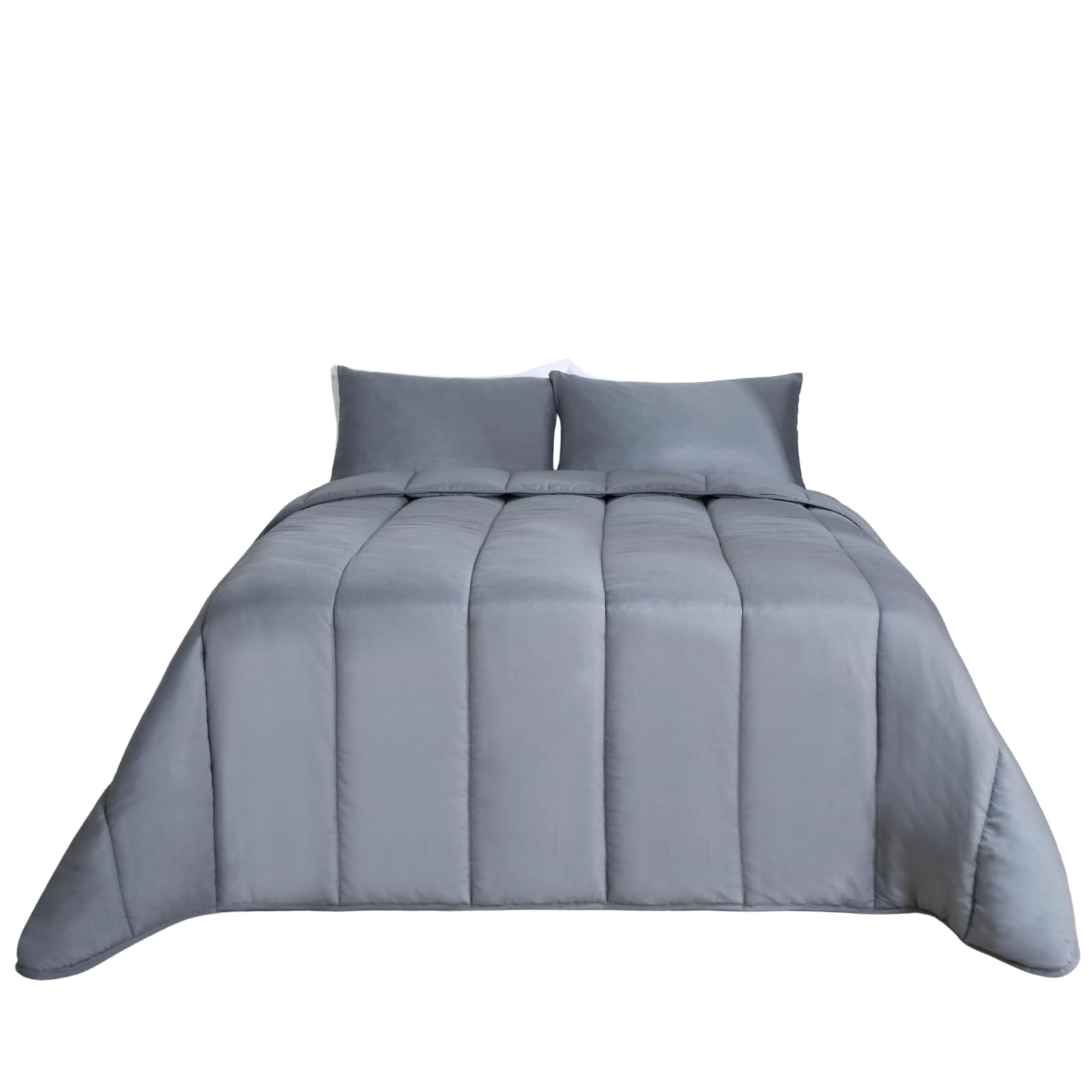 OHS Soft Coverless 10.5 TOG Duvet Set with Pillowcase - Single - Charcoal - Quilted