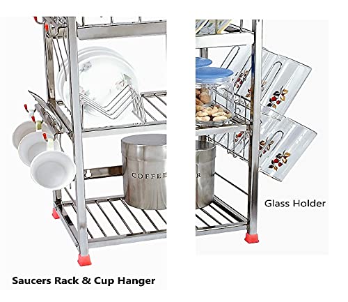 Image of AMOL Premium Stainless Steel Dish Rack /Utensils Stand /Wall Mount Rack /Kitchen Organizer Rack /Wall Hanging /Dish Drainer Rack