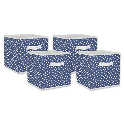 Image of DII Woven Polyester Storage Bin, Polka Dot, French Blue, Small Set of 4