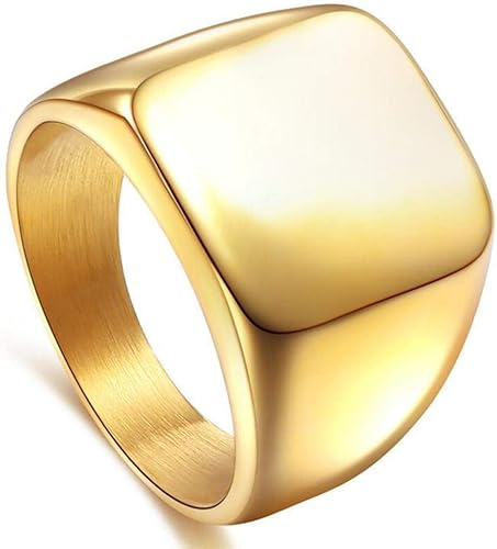 Anillo de motero enhong, sello, anillo de acero pulido sólido, para hombre, ideal como regalo, tamaño de 17-38cm, color oro, negro o plata