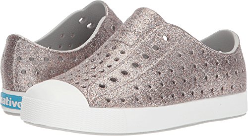 Native Shoes Kids Jefferson Bling Glitter for Little Kids - Lightweight, Breathable Design, and Slip-On Style Shoes Metal Bling/Shell White 3 Little Kid M