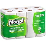 Marcal Toilettenpapier, 100% Recycling, 2-lagig, weiß, 168 Blatt pro Rolle, 96 Rollen pro Packung - Green Seal zertifiziert, weiches & saugfähiges Toilettenpapier 16466