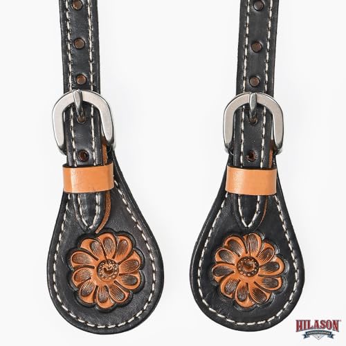 Image of HILASON Black Accent Western Spur Straps Leather Black Accent | Spur Straps | Leather Spur Straps | spur Straps for Women and Men | spur Straps Western
