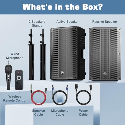 Nbvoice 215 15 Inch Active+Passive Dj/Pa Speakers Package With Mic,2-Way Powered Pa System Combo Set thumb #4