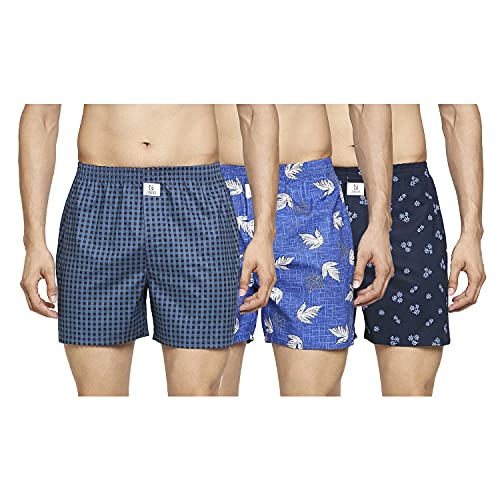Image of Longies Men's Cotton Boxers (Pack of 3) (LGBOXPO3396 White,Navy,Black3396 M)