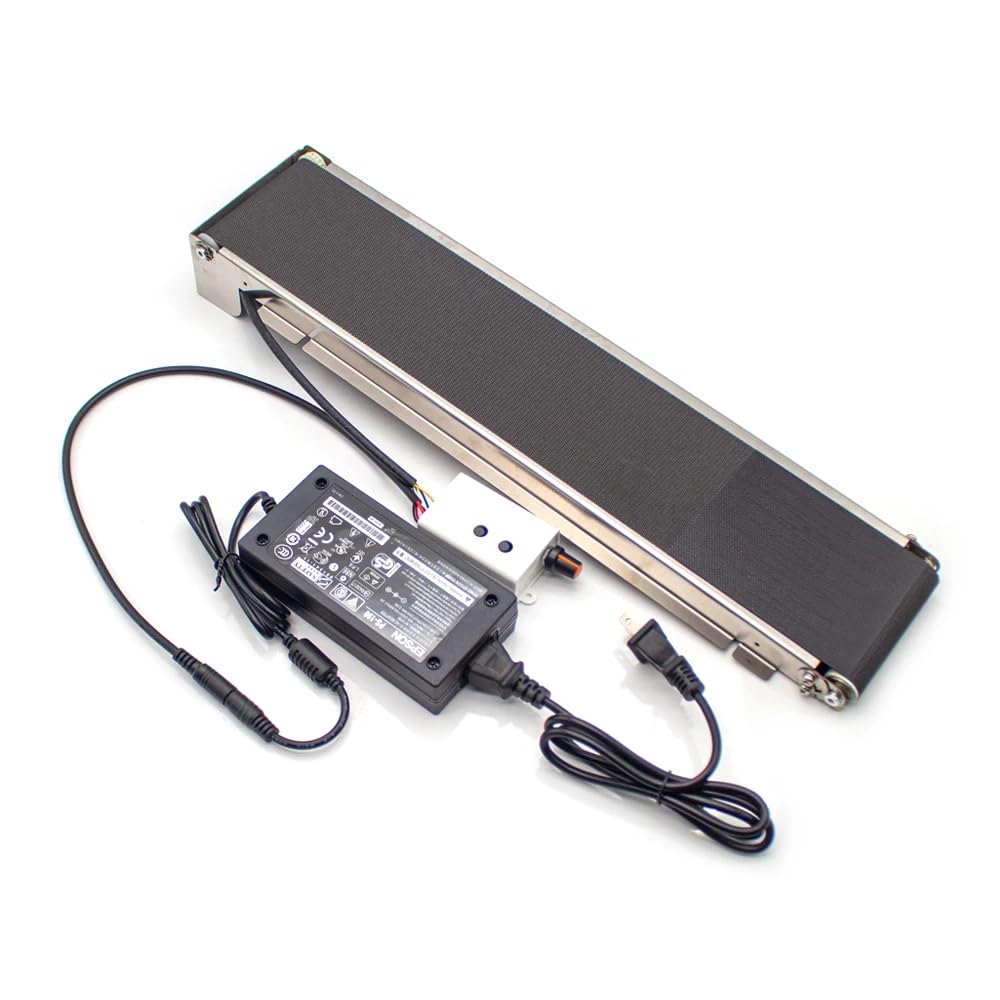 Aitoserlea DC24V Stainless Steel Mini Conveyor Vending Machine- Track Cargo Lane Automatic Conveyor Belt 460MMx85MM Load 3.5-5KG (35RPM, with Governor and Power Supply)
