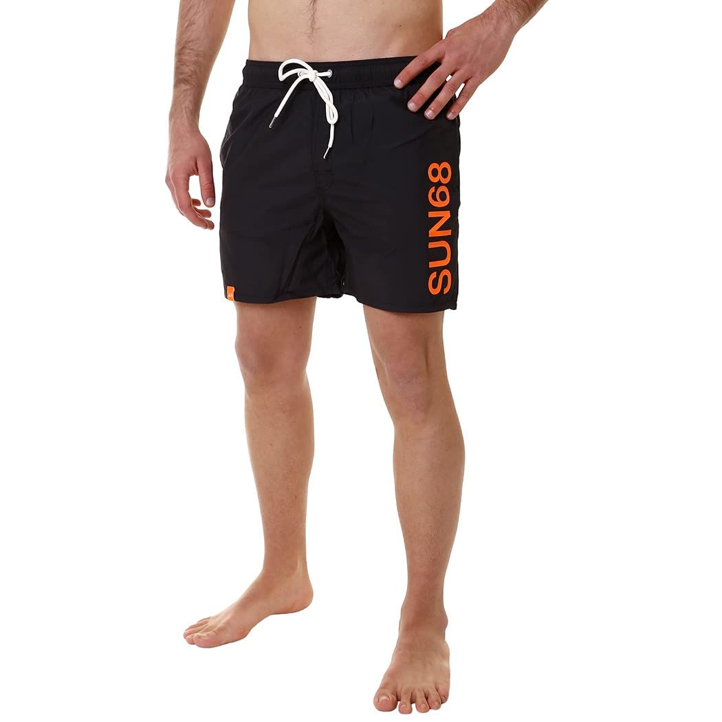 Sun68 Uomo Swim Pant With Macro Logo On Front H32103 58 Col.Royal L/Royal