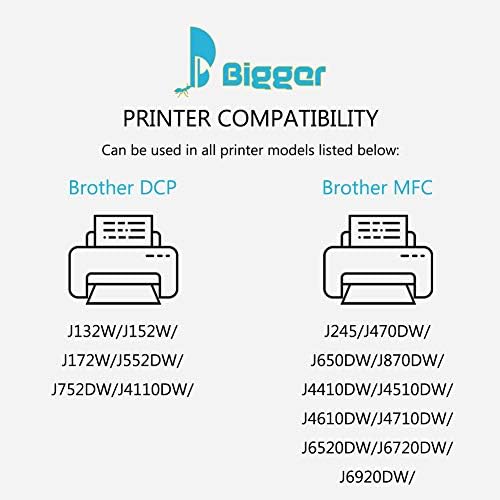 Bigger Compatible Ink Cartridges Replacement for Brother LC123 ink cartridges, used with DCP-J132W DCP-J152W DCP-J4110DW MFC-J470DW MFC-J4610DW MFC-J6720DW MFC-J6920DW (10 Black Pack)