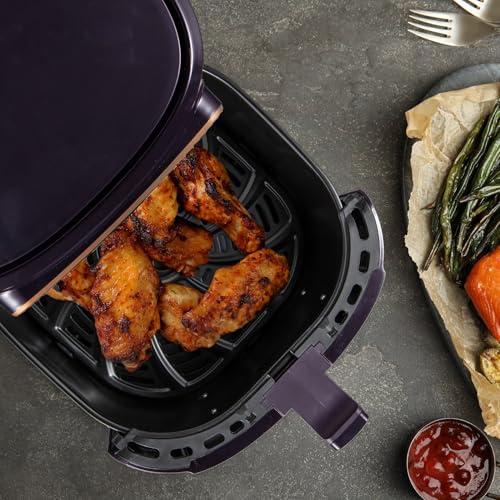 BERGNER CHARCOAL - PFAS-Freie Heißluftfritteuse 1800W 6.9L - 8 Kochprogramme - Air Fryer mit Keramikbeschichtung - Temperatureinstellung 80-200°C - Timer bis zu 30 min - Gesundes & Ölfreies braten – Bild 6