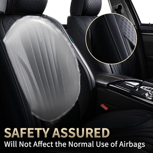 Image of FLORICH Car Seat Covers, Black Leather Car Seat Covers Front Seats, Premium Leatherette Car Seat Cushion for Cars, Automotive Seat Protectors Universal Fit for Most Sedans Cars SUV Trucks