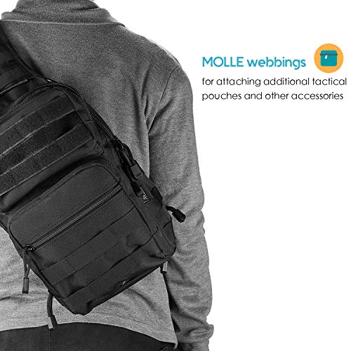 ProCase Tactical Backpack Military Sling Bag Shoulder Backpack Outdoor Sports Daypack for Trekking Hiking Camping Cycling - Black - Image 8