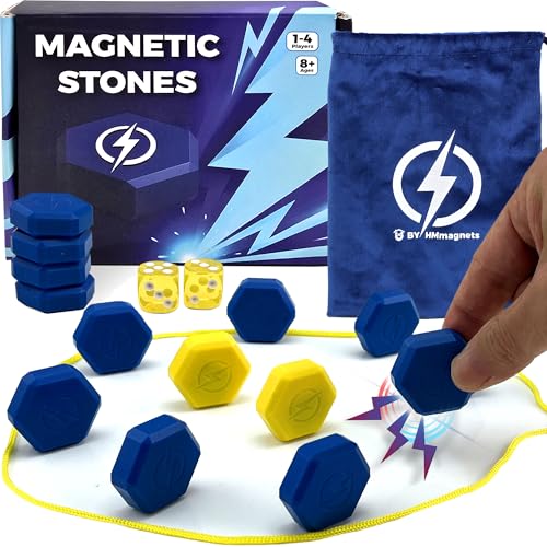 Upgraded (Multi-Level) Magnet Chess Game with String & Stones - Super Fun Magnetic Game for Kids & Adults | Premium Set with 22 Larger & Stronger Stones (1.45"×1.35" Enclosed Magnets) & Travel Pouch