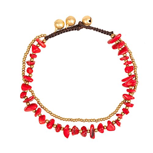 Image of kelistom Bohemian Ankle Bracelets for Women Handmade Natural Stone Beaded Chain Anklet