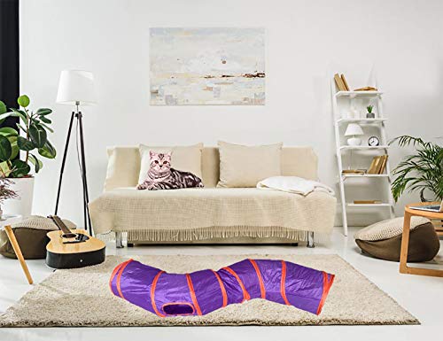 Image of iCAGY Cat Tunnel for Indoor Cats Interactive, Rabbit Tunnel Toys, Pet Toys Play Tunnels for Cats Kittens Rabbits Puppies Crinkle Pop Up 47 inch Shape S