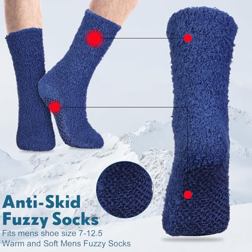 JaGely 21 Pairs Men Fuzzy Sock Bulk Winter Cozy Slipper Sock with Microfiber Plush Sleeping Non Slip Socks Yoga Gift2