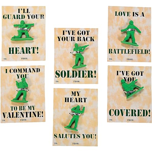 Valentine's Day Army Guy Cards with Erasers - Set of 24