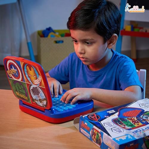 Image of Avengers Theme Educational Laptop Without Screen for Kids | Interactive Music, Alphabet & Number Learning Toy for 3+ Year Olds | Screen-Free, Safe & Durable Early Learning Toy (Red)