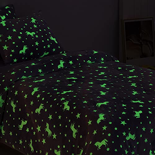 Hombys Glow In The Dark Comforter Set 7 Piece Full Size With Sheets, Purple Velvet Bedding Comforter Sets For Full Bed, Ultra Soft Down Alternative Comforter For Teenage Girls Kids, Bed In A Bag #TOP2