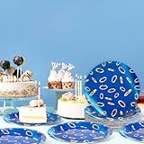 Whaline 40 Pcs Blue Cartoon Hedgehog Paper Plates Disposable Plates 9 Inch Gold Ring Video Game Party Tableware for Birthday Holiday Table Decor Supplies - Image 4