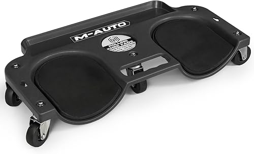 M-AUTO Rodilleras duraderas con ruedas giratorias de 360 grados y bandeja de herramientas, almohadillas de rodillas de garaje en ruedas giratorias