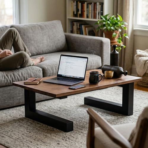 Image of FFO Coffee Table for Living Room | Engineered Wood Top (17 mm Thick) with Heavy-Duty Metal Frame | Modern Center Table for Home, Office & Lounge | Minimalist Tea Table