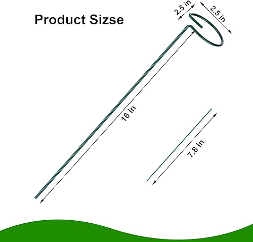 Miniatura 2 de Paquete de 6 estacas de soporte para plantas, anillos de soporte de plantas de 16 pulgadas con 50 lazos para plantas, estacas de soporte de plantas