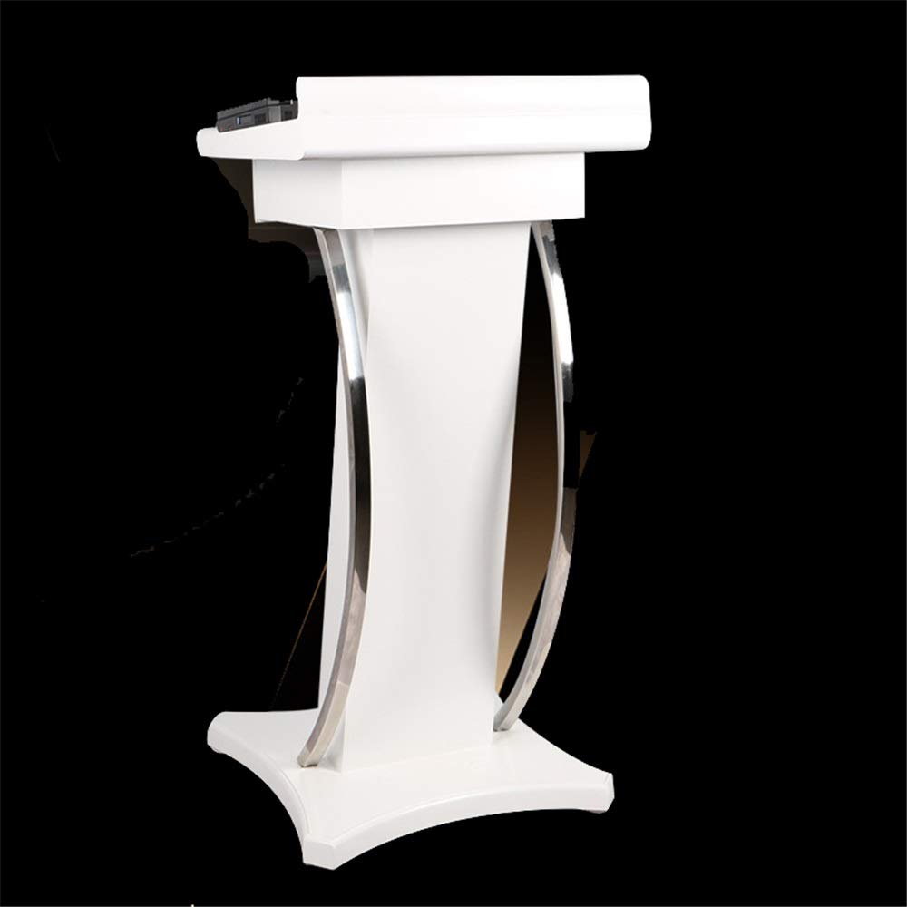 standing reading desk,floor standing lectern podiu Solid Wood Podium Hotel Restaurant Reception Desk Host Podium for Church and Schools (Color : White, Size : One size)