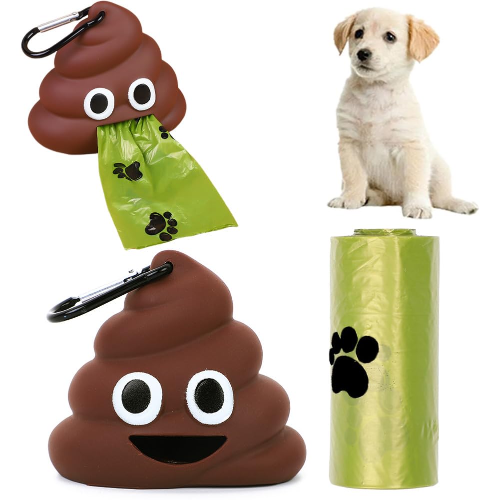 Bolsa de Caca para Mascotas 1pcs Dispensador Bolsas Caca Perro Soporte Bolsas Excrementos Perros Portabolsas con 1 Rollos Bolsas para Caca de Perro Accesorios para Mascotas Pasear Perros