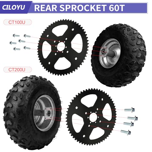 Image of High Torque 60T Sprocket 420 Chain with 90 Link Mini Bike Rear Chain | Mini Bike Sprocket and Chain Kit 40mm Bore Replacement for Coleman BT200X CT200U-EX CT200U CT100U Baja MB200 DB30 Parts