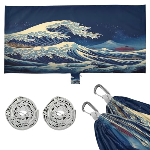 Haskirky Sea Wave Camping Hammock, Single Portable Hammocks with Tree Straps & Attached Carry Bag, 330Lbs Capacity Perfect for Outside Indoor Hiking Beach Backpack Travel
