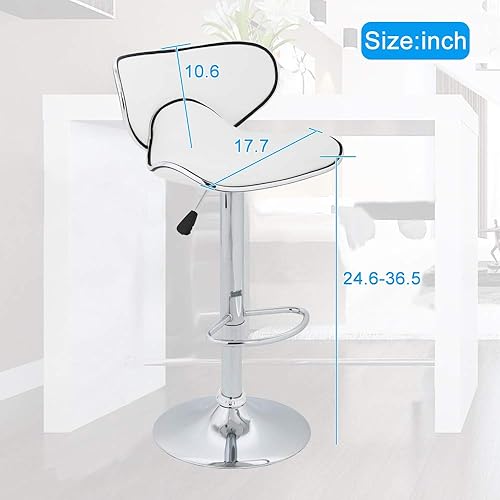 Miniatura 2 de Taburetes de bar, taburetes de mostrador, taburete giratorio de altura ajustable con respaldo de piel sintética duradera, silla de comedor alta