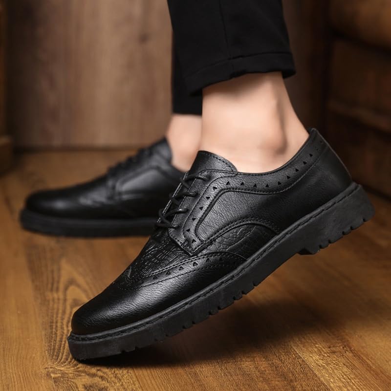 Mens Formal Oxford Shoes Lace Up Breathable Calfskin Leather Heel Non Slip Anti-Slip Low Top Rubber Sole Party Evening2