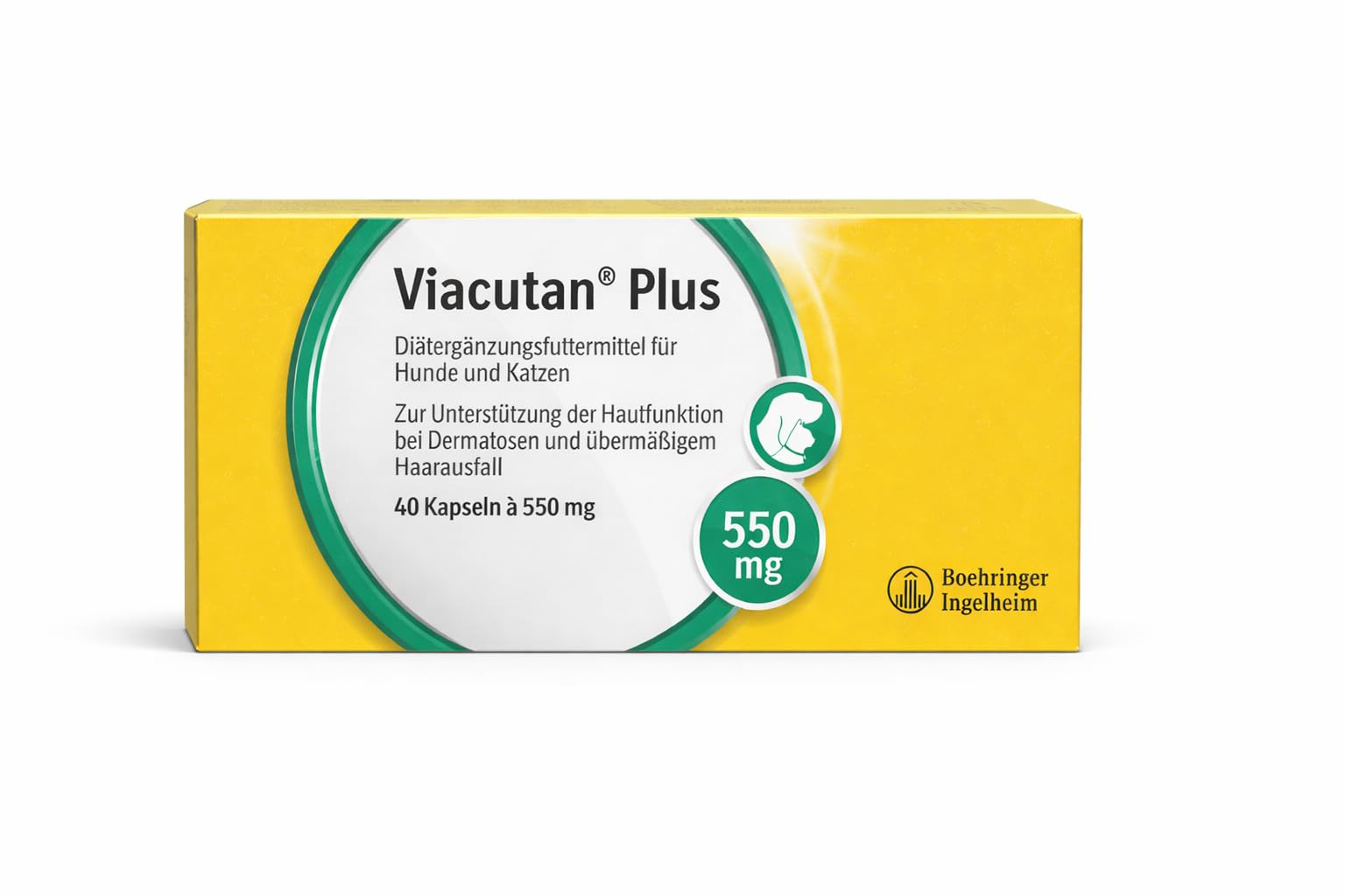 Boehringer Ingelheim Viacutan Plus Capsule | 40 pezzi | Mangime dietetico per cani e gatti | Per sostenere la funzione della pelle in caso di dermatosi e perdita eccessiva di capelli