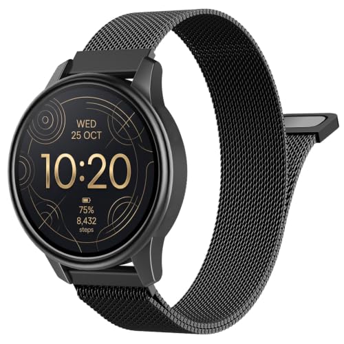 Image of 20mm Stainless Steel Watch Band Compatible with vivoactive 6 /5 /3, Forerunner 570 42mm /55 /245 /645, Venu, Mesh Metal Replacement Strap Clasp Wristband for Men Women, Black