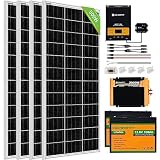 ECO-WORTHY 3.2KWH 800W Solar Panel Kit System for Home House: 4pcs 195W Solar Panels + 1pc 2000W Sol