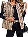 Tankaneo Womens Plaid Puffer Vests Ruffle Sleeveless Lightweight Quilted Vest Fall Winter Padded Gilets Coats