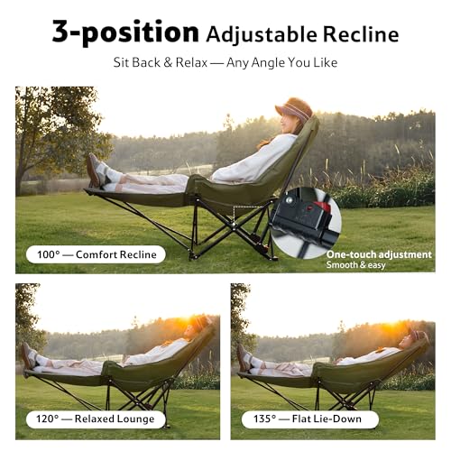 Naturehike Seastar Silla Plegable para Camping con Reposapiés Desmontable, Acolchada, Verde miniatura 3