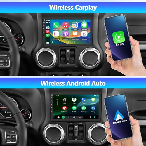 EUBUY 7 Inch A-ndroid 12 Double Din Car Stereo with Wireless Carplay A-ndroid Auto, Portable Touch Screen Car Radio Multimedia Player Compatible for S-A-A-B 9-3 93 2007-2011