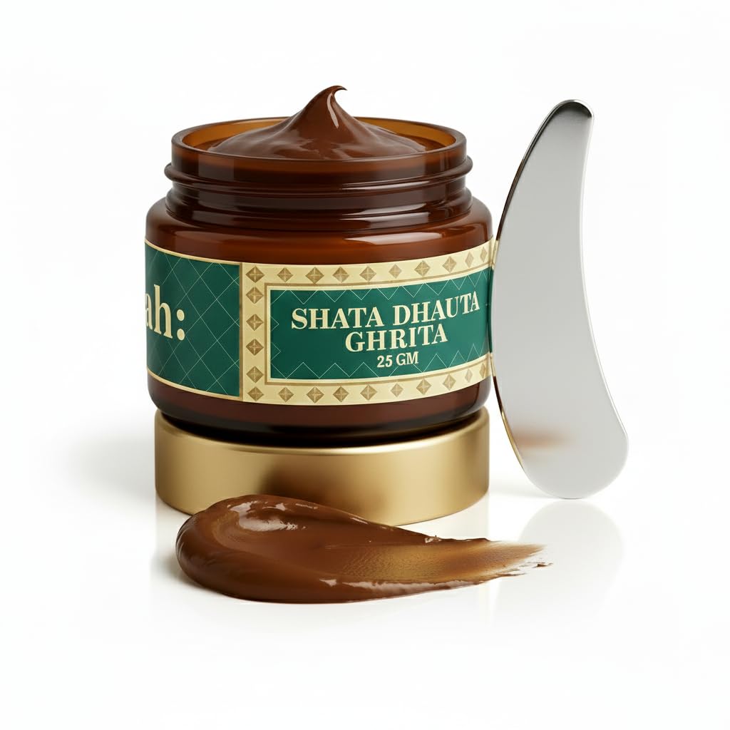 Shata Dhauta Ghrita Ayurvedic Moisturising Cream, 25 gm, with 100 Times Washed Ghee and Ficus Bark-picture-18