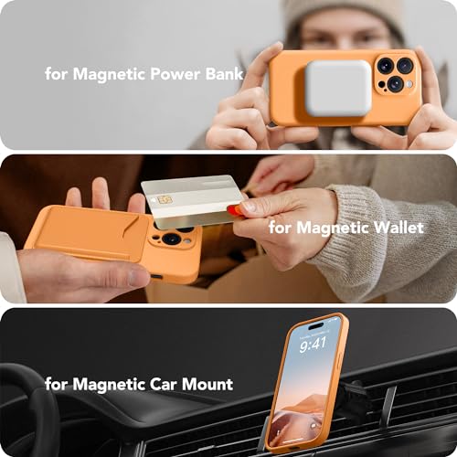 Image of Magnetic for iPhone 13 Pro Max Case, Compatible with MagSafe, [Full Camera Protection] [Screen Protector] Silicone Shockproof Protective Phone Case for iPhone 13 Pro Max 6.7 inch, Cantaloupe